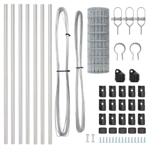 Euro Zaun mit 13 Pfosten 0,8x25 m galvanisiertes Stahl