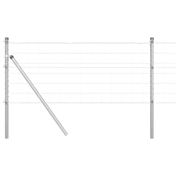Euro-Zaun mit 13 Pfosten 0,4x25 m Verzinkter Stahl