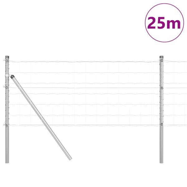 Euro-Zaun mit 13 Pfosten 0,4x25 m Verzinkter Stahl