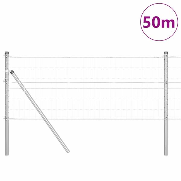Euro Zaun mit 13 Pfosten 0.6x50 m Verzinkter Stahl