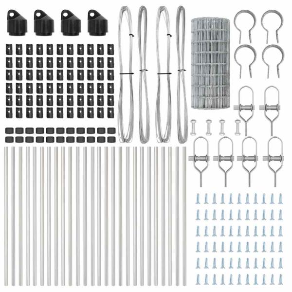 Bodenmontierter Euro-Zaun 50 x 0,6 m Verzinkter Stahl Silber