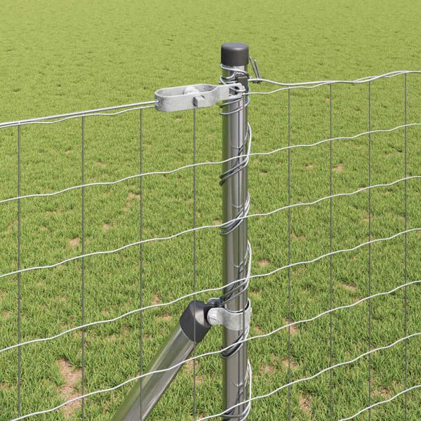 Bodenmontierter Euro-Zaun 10 x 1 m Verzinkter Stahl Silber Netz