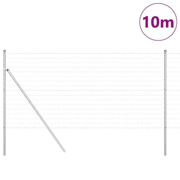 Bodenmontierter Euro-Zaun 10 x 1 m Verzinkter Stahl Silber Netz