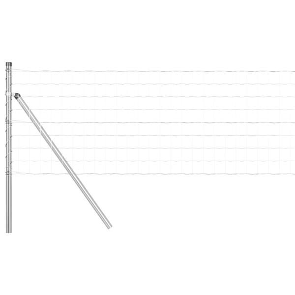 Bodenmontierter Euro-Zaun 25 x 0,6 m Verzinkter Stahl Silber