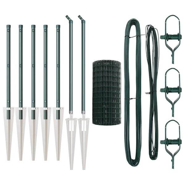 Euro Zaun mit 7 Spike-Posts 0,8x10 m Galvanisierter Stahl Grün