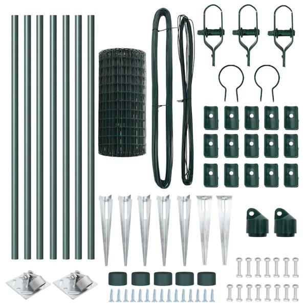 Euro Zaun mit 7 Spike-Posts 0,8x10 m Galvanisierter Stahl Grün