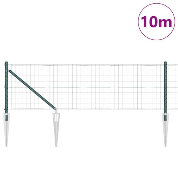 Euro-Zaun mit Stacheln 10 x 0,8 m PVC-beschichteter Stahl Grün