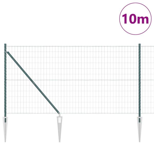 Euro-Zaun mit Spitzen 10 x 1,4 m PVC-beschichteter Stahl Grün