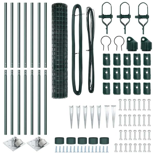 Euro Zaun mit 7 Spitzpfosten 1,6x10 m galvanisierter Stahl Grün
