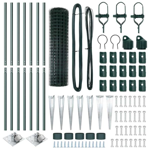 Euro-Zaun mit Stacheln 10 x 1 m PVC-beschichteter Stahl Grün