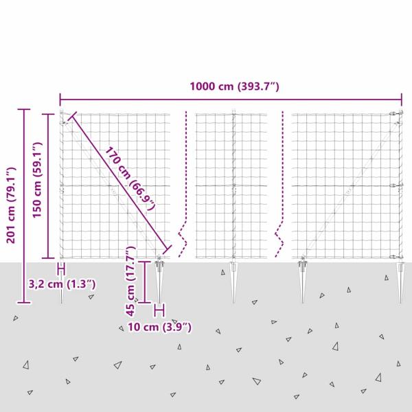 Euro Zaun Set aus 2 Grün Polyethylen-beschichteter Draht Mittel