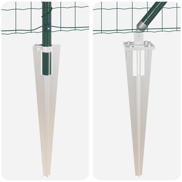 Euro Zaun mit 13 Spike Pfosten 0.4x25 m Verzinkter Stahl Grün