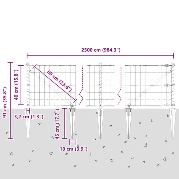 Euro Zaun mit 13 Spikes 0.4x25 m Verzinkter Stahl Grün