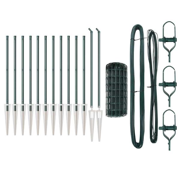Euro Zaun mit 13 Staketensäulen 0,6x25 m verzinkter Stahl Grün