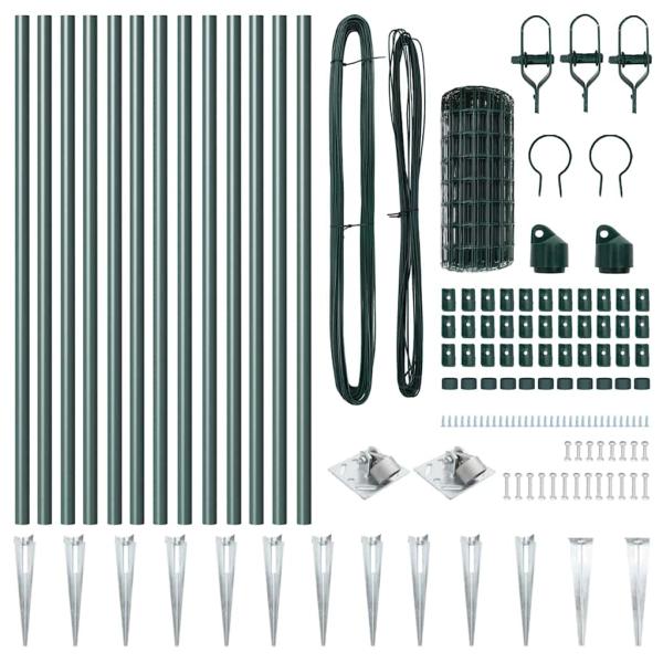 Euro Zaun mit 13 Spitzenpfosten 0,8x25 m feuerverzinkter Stahl grün