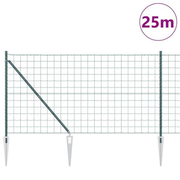 Euro Zaun Set aus 2 Grün Stahl, Kunststoffbeschichtet 25 x 1,2 m