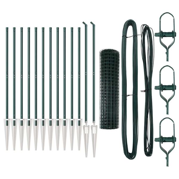 Euro Zaun Set aus 2 Grün Stahl, Kunststoffbeschichtet 25 x 1,2 m