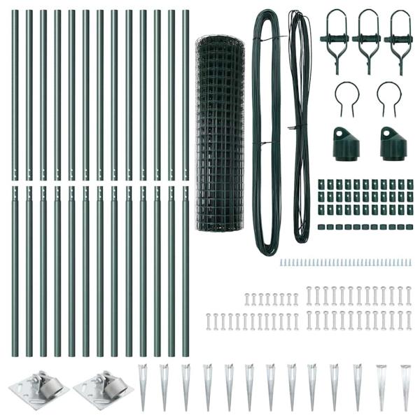 Euro Zaun Set aus 2 Grün Stahl, Kunststoffbeschichtet 25 x 1,2 m