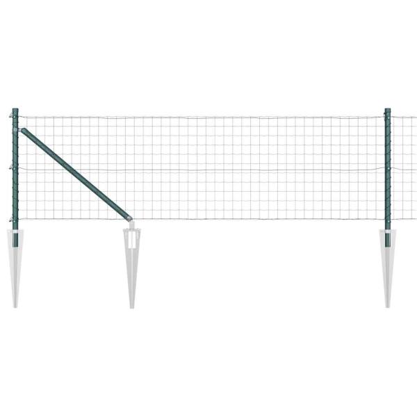 Eurozaun mit 13 Spike-Posten 0.4x50 m Verzinkter Stahl Grün