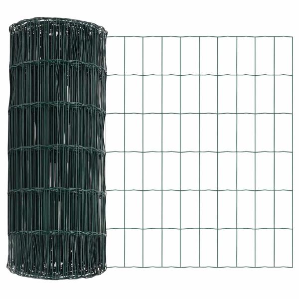 Euro-Zaun mit Stacheln 50 x 0,4 m PVC-beschichteter Stahl Grün