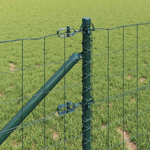 Euro Zaun mit 13 Spike-Pfosten 0.4x50 m Verzinkter Stahl Grün