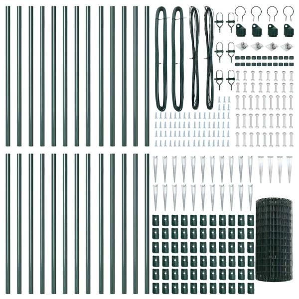 Euro Zaun mit 13 Spitzenpfosten 0,4x50 m verzinkter Stahl grün