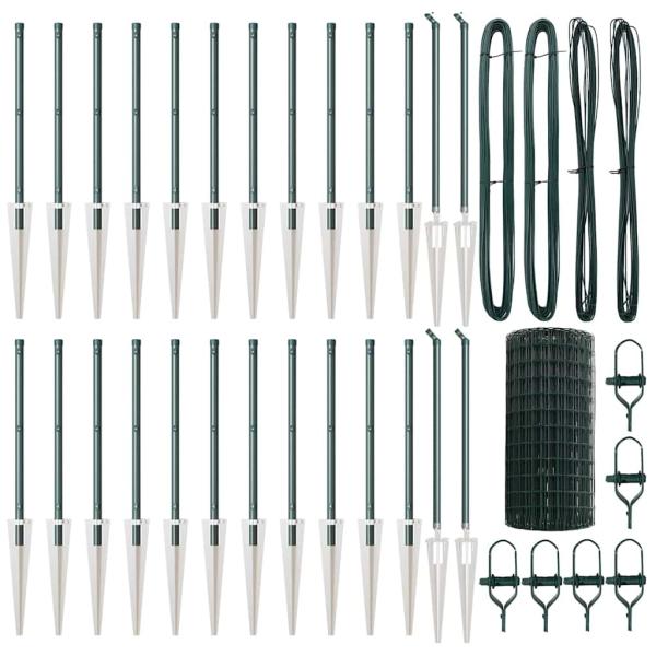 Euro-Zaun mit 13 Spitzenpfosten 0,6x50 m verzinkter Stahl Grün