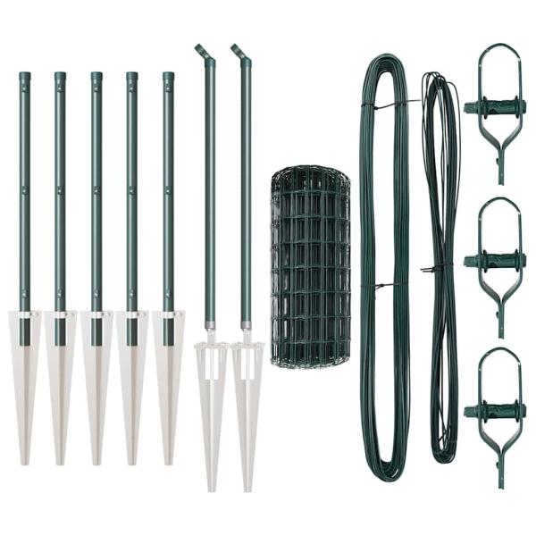 Euro Zaun mit 7 Spike-Posten 0,4x10 m aus galvanisiertem Stahl Grün