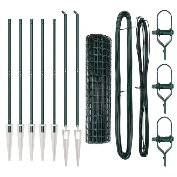 Euro-Zaun Set mit 2 Grün Metall 10 x 1,0 m Erweiterbar