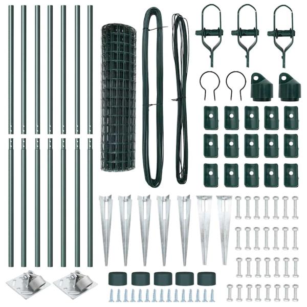 Euro-Zaun Set mit 2 Grün Metall 10 x 1,0 m Erweiterbar