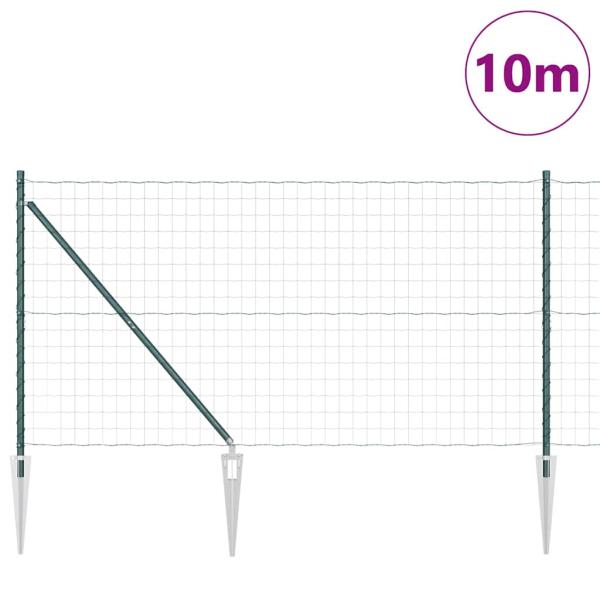 Euro-Zaun mit Stacheln 10 x 1,2 m PVC-beschichteter Stahl Grün