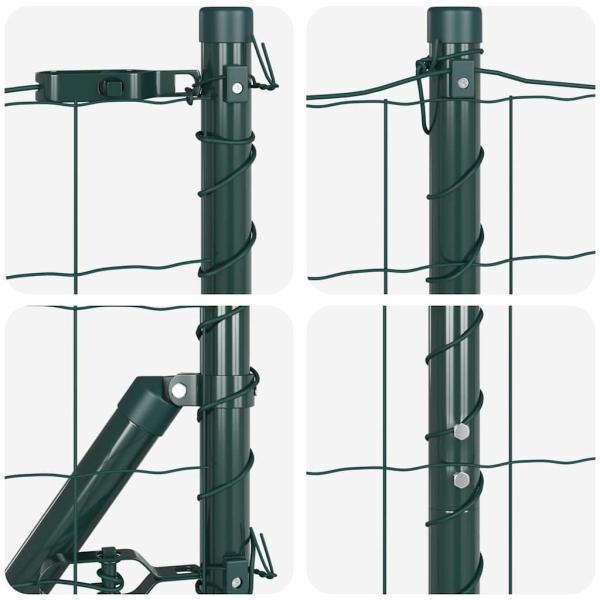 Euro Zaun mit 7 Spike-Posts 1,4x10 m feuerverzinkter Stahl Grün