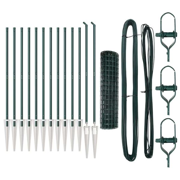 Euro Zaun Set aus 2 Grün Metall 25 x 1.0 m Erweiterbar