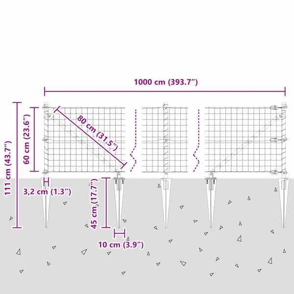 Euro Zaun mit 7 Stachelpunkten 0,6x10 m Galvanisierter Stahl Grau