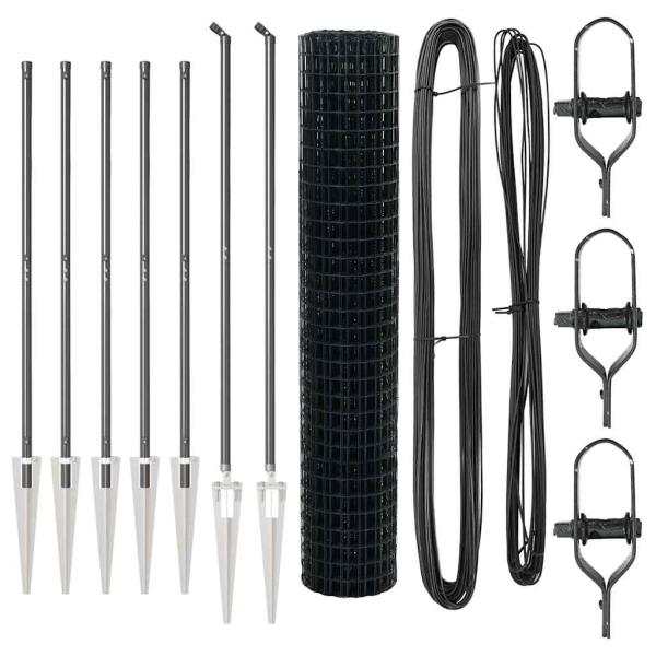 Euro Zaun mit 7 Spitzpfosten 1,5x10 m Verzinkter Stahl Grau