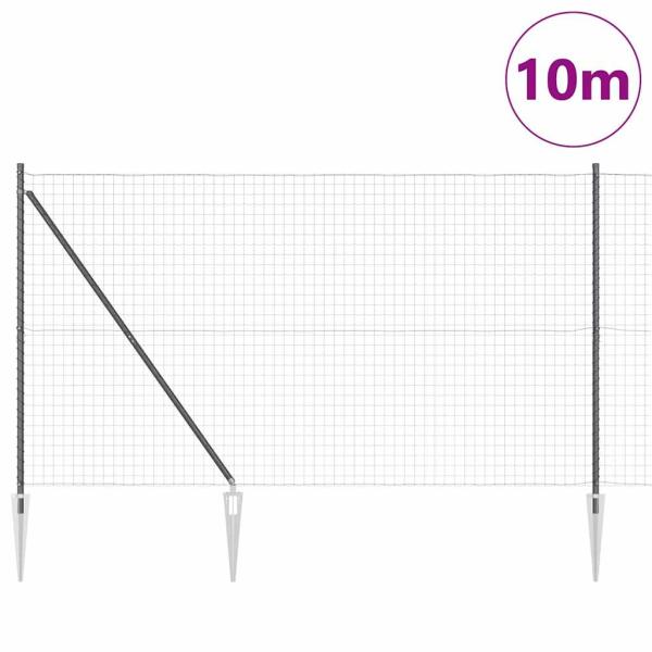 Euro-Zaun mit Stacheln 10 x 1,5 m PVC-beschichteter Stahl Grau
