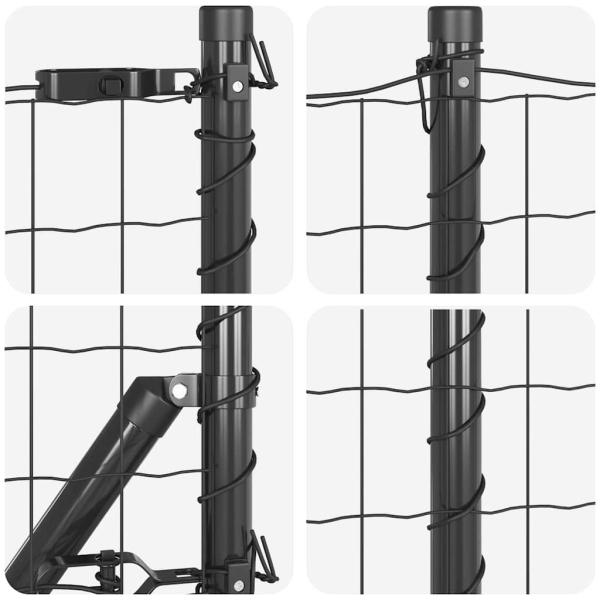 Euro Zaun mit 7 Spike-Posten 1x10 m verzinkter Stahl Grau