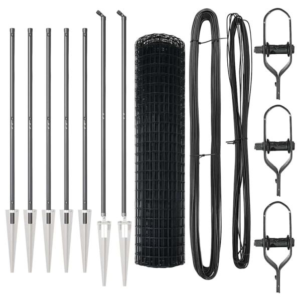 Euro Zaun mit 7 Spike-Pfosten 1,2x10 m verzinkter Stahl Grau