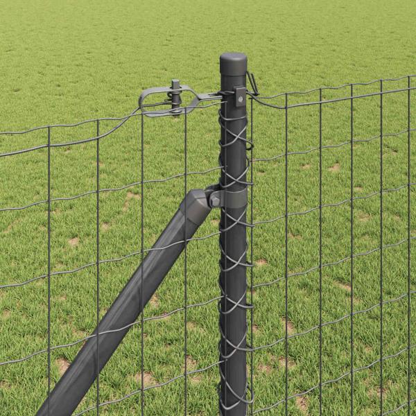 Euro Zaun mit 7 Dornpfosten 1.4x10 m verzinkter Stahl Grau