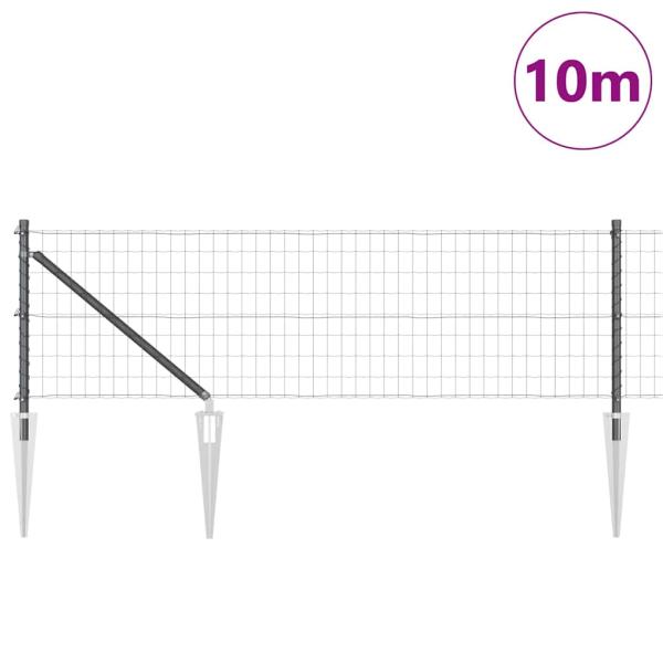 Euro Zaun mit 7 Stachelpfosten 0.4x10 m Galvanisierter Stahl Grau
