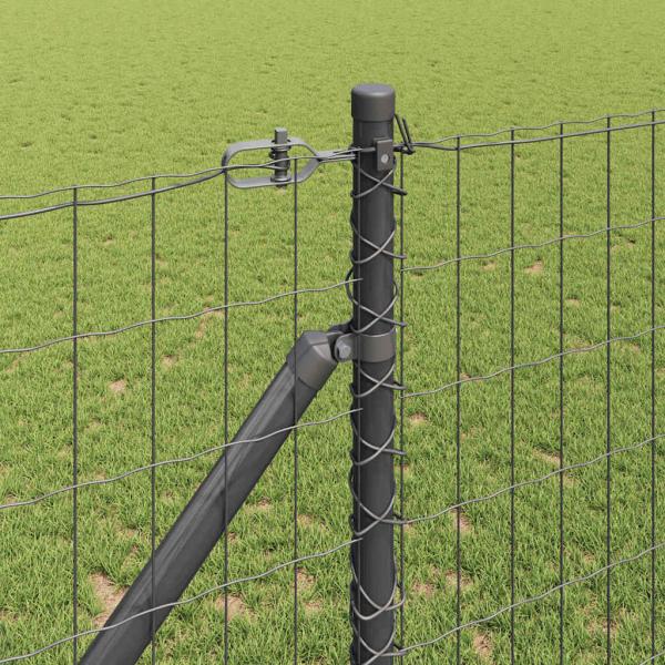 Euro Zaun mit 7 Spike-Posts 1,4x10 m feuerverzinkter Stahl grau