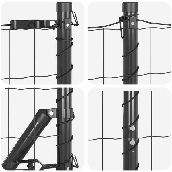 Euro Zaun mit 7 Spike-Posts 1,4x10 m feuerverzinkter Stahl grau