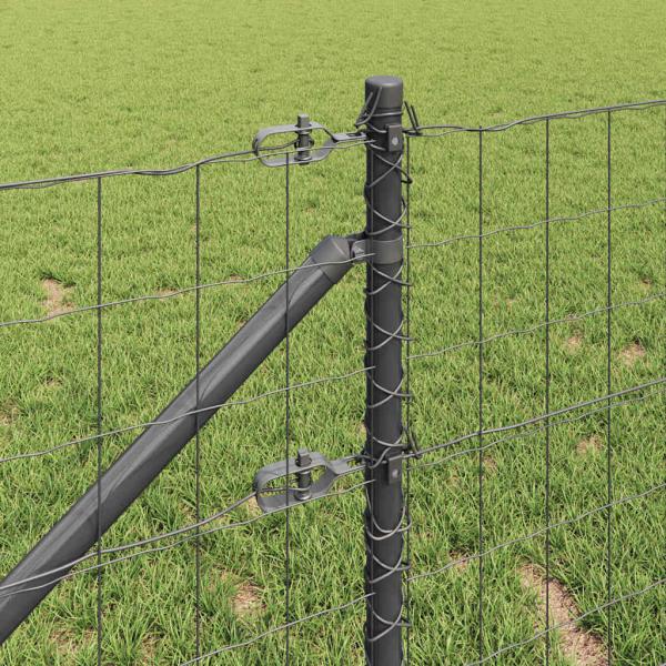 Euro Zaun mit 7 Spike-Posten 0.4x10 m galvanisierter Stahl Grau