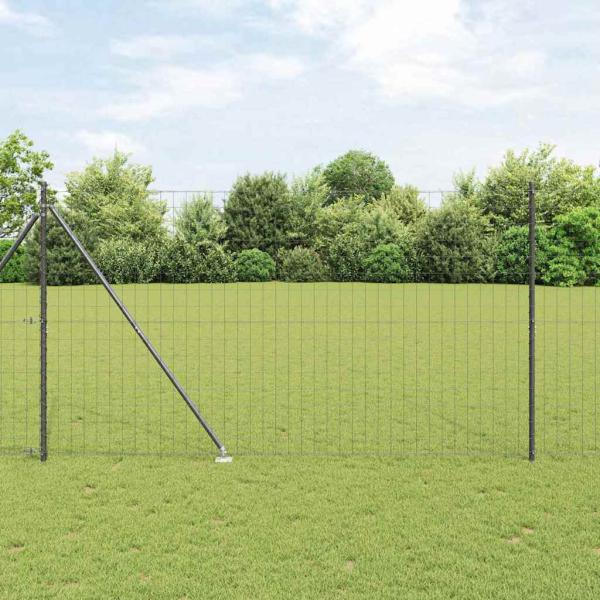 ARDEBO.de - Euro Zaun mit 7 Spike-Pfosten 1,6x10 m Verzinkter Stahl Grau