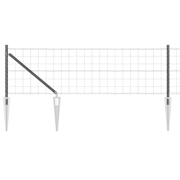 Eurozaun mit 7 Spike-Pfosten 0.6x10 m Verzinkter Stahl Grau