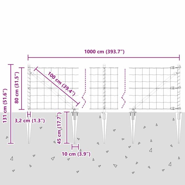Euro-Zaun mit Spitzen 10 x 0,8 m PVC-beschichteter Stahl Grau