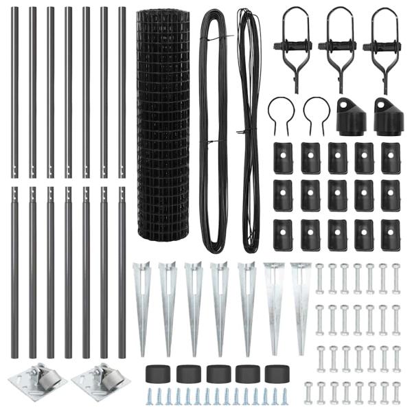 Eurozaun mit 7 Spike-Posten 1.4x10 m verzinkter Stahl grau
