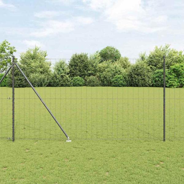 ARDEBO.de - Eurozaun mit 7 Spike-Pfosten 1,6x10 m verzinkter Stahl Grau