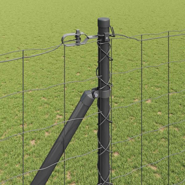 Eurozaun mit 7 Spike-Pfosten 1,6x10 m verzinkter Stahl Grau