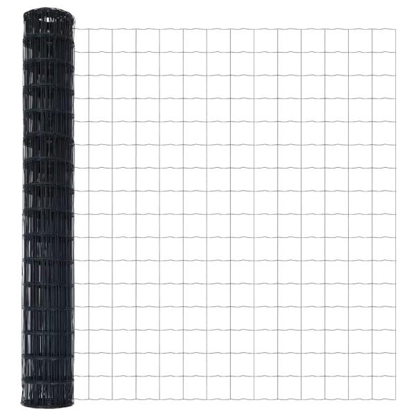 Eurozaun mit 7 Spike-Pfosten 1,6x10 m verzinkter Stahl Grau